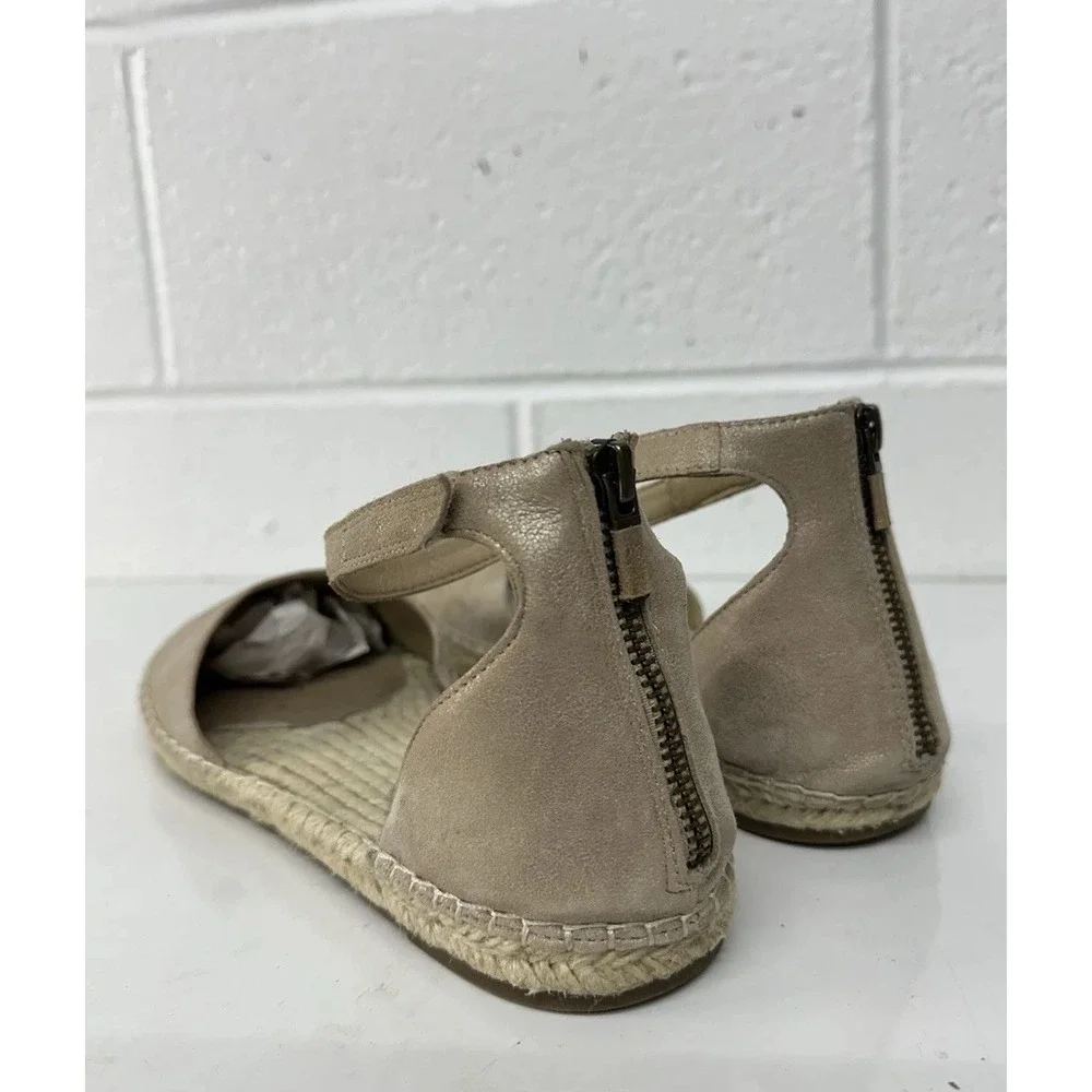 Eileen Fisher Espadrille Size 10 Tumbled Metallic Leather Flat Shoes‎